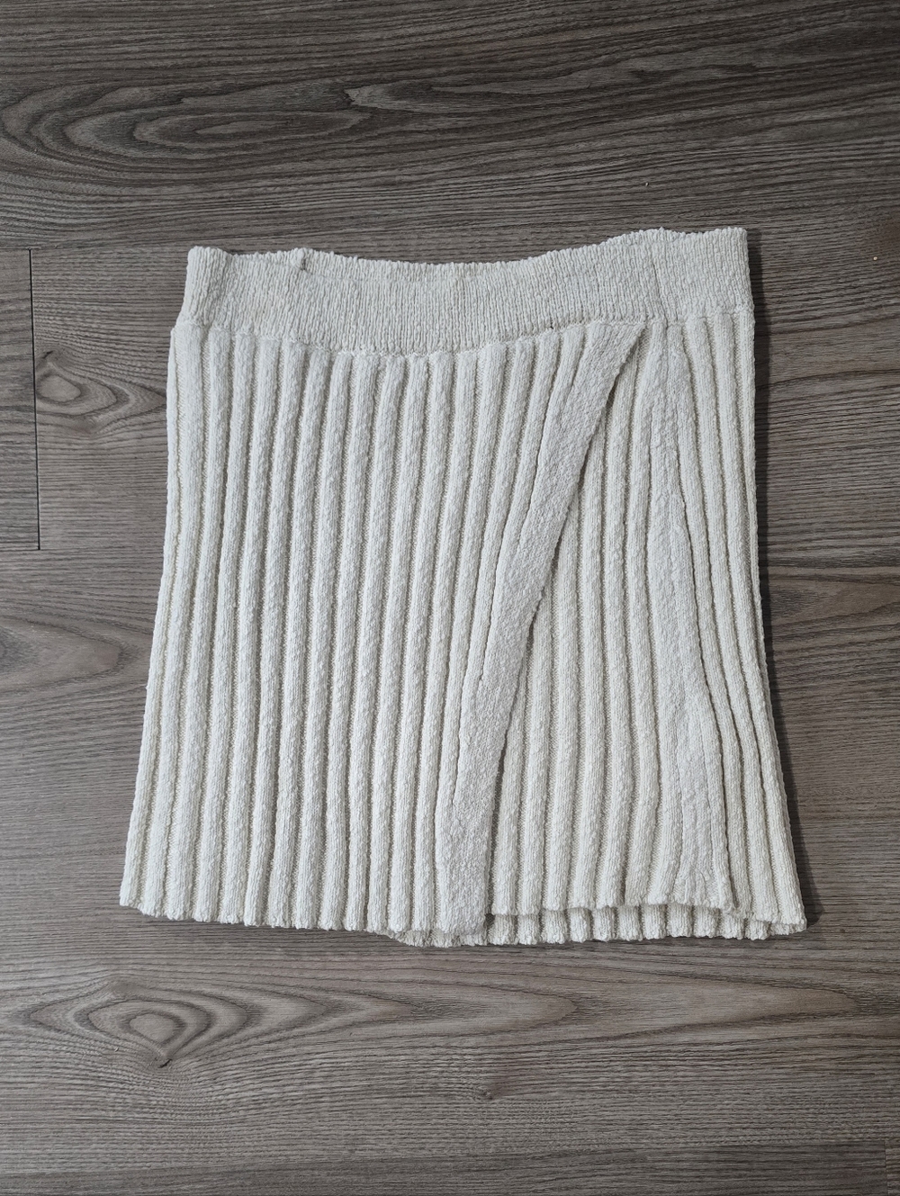 Free People Cream Ribbed Mini Skirt with Wrap Cotton Blend